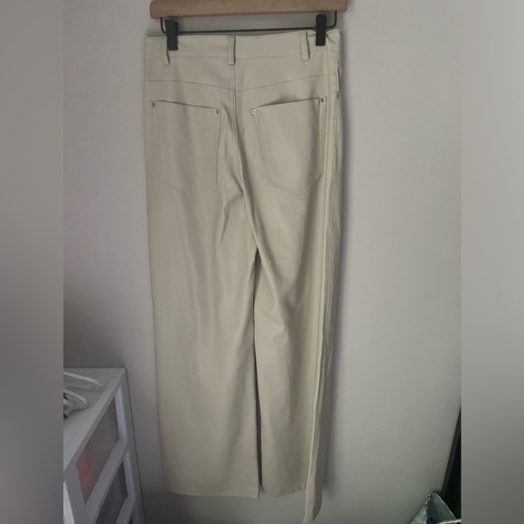 Zara Cream Pleather Wide Leg High Rise Pants Size 4 - Picture 8 of 11